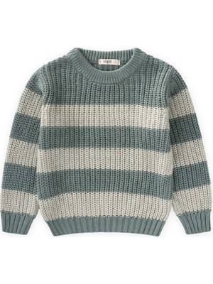 Cigit Selanik Çizgili Triko Kazak 2-8 Yaş Haki Yeşil