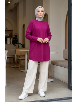 Rahat Kesim Mevsimlik Tunik Iç Göstermez Büyük Beden Tunik Anne Tunik 8766-05 Vişne