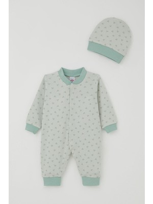 Breeze Erkek Bebek Tulum Mini Üçgenler Desenli 0-6 Ay, Su Yeşili