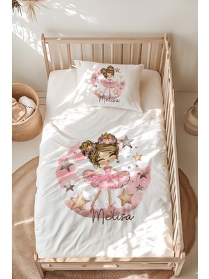 Lilabio %100 Pamuk Isme Özel Isimli Montessori Yatak Nevresim Takımı (100X200 Cm) Prenses