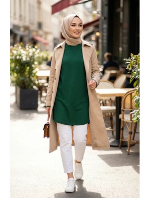 Rahat Kesim Mevsimlik Tunik Iç Göstermez Büyük Beden Tunik Anne Tunik 8766-04 Zümrüt Yeşili