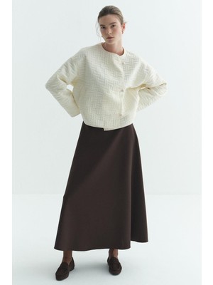 Merve Gültekin Ince Kapitone Mevsimlik Ceket Krem