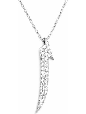 Afrodit Silver Elif Harfi Zirkon Taşlı 925 Ayar Gümüş Kadın Kolye