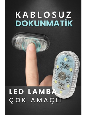 Mbois 7 Renk Değişebilen Dokunmatik Sensörlü Mini 6 LED Lamba USB Şarj Edilebilir Mıknatıslı Aydınlatma