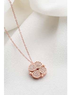 Two Arts Kadın 925 Ayar Gümüş Mıknatıslı Dört Yapraklı Yonca Kolye | Hediye Kutusunda