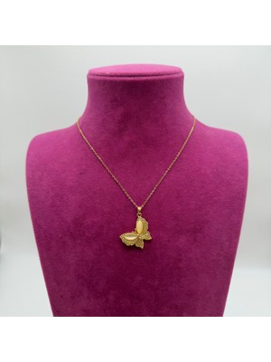 Mare Accessories Altın Renk Çelik Kelebek Figürlü Kolye