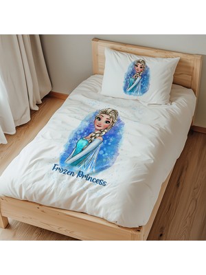 Lilabio Tek Kişilik %100 Pamuk Nevresim Takımı (160X220 Cm) Frozen Princess Blue
