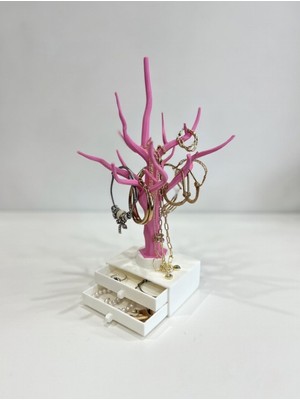 Onyx Mercan Dalı Tasarımlı Takı Standı-Çekmeceli Kolye Küpe Bileklik Yüzük Düzenleyici