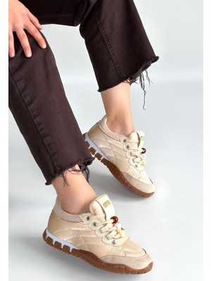 Shoegar Tues Bej Nubuk Bağcıklı Spor Ayakkabı