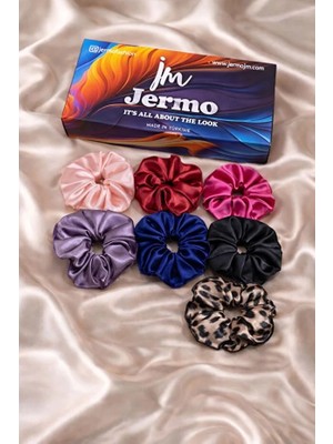 Jermo Kadın 7 ' Li Saten Saç Lastik Toka Seti