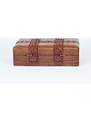 Otantik Çarşı Ahşap Oymalı Kutu 20X12X6 Cm.