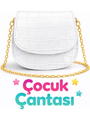 Selvira Kız Çocuk Çantası Mini Zincir Askılı Suni Deri Omuz & Çapraz Çanta | Parlak Kroko Desenli Şık Model
