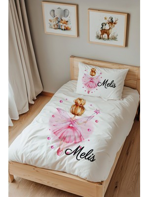 Lilabio Isme Özel Tek Kişilik %100 Pamuk Nevresim Takımı (160X220 Cm) Küçük Prenses
