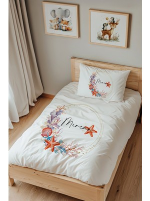Lilabio Isme Özel Tek Kişilik %100 Pamuk Nevresim Takımı (160X220 Cm) Deniz Yıldızı