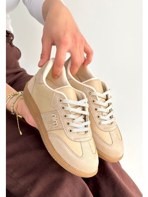 Shoegar Lunga Bej Cilt Bağcıklı Spor Ayakkabı