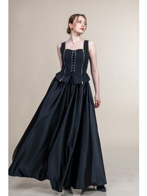 MissVina Trend Elbise Üst Korse Alt Saten 20228