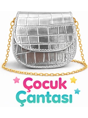 Selvira Kız Çocuk Çantası Mini Zincir Askılı Suni Deri Omuz & Çapraz Çanta | Parlak Kroko Desenli Şık Model