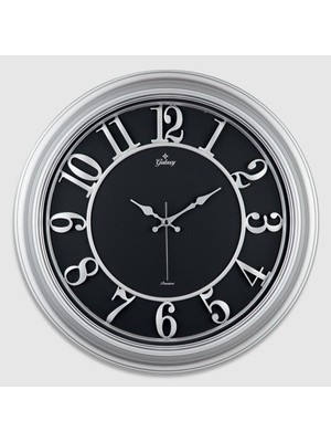 Snmswrld Duvar Saati Gri Içi Siyah 46CM Kabartma Rakam Metal Akrep Yelkovan Akar Saniye