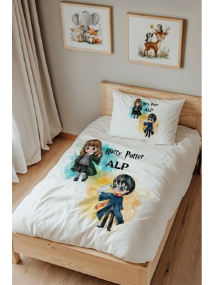 Lilabio Isme Özel Tek Kişilik %100 Pamuk Nevresim Takımı (160X220 Cm) Harry Potter
