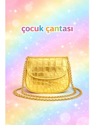 Selvira Kız Çocuk Çantası Mini Zincir Askılı Suni Deri Omuz & Çapraz Çanta | Parlak Kroko Desenli Şık Model