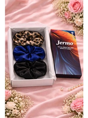 Jermo Kadın 3 ' Lü Saten Saç Lastik Toka Seti