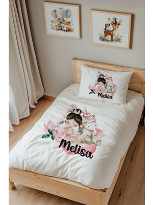 Lilabio Isme Özel Tek Kişilik %100 Pamuk Nevresim Takımı (160X220 Cm) Prenses