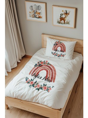 Lilabio Isme Özel Tek Kişilik %100 Pamuk Nevresim Takımı (160X220 Cm) Çiçek Kuşağı