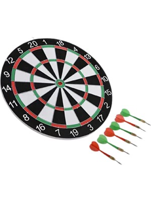 Teknodayım Kaliteli Ahşap Dart Tahtası 12 Inç 4 Adet Metal Iğne Uçlu Ok