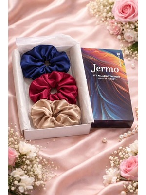 Jermo Kadın 3 ' Lü Saten Saç Lastik Toka Seti