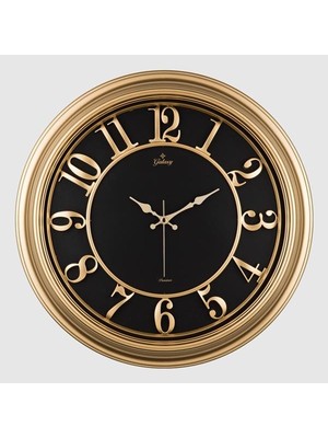 Snmswrld Duvar Saati Altin Sarisi Içi Siyah 46CM Kabartma Rakam Metal Akrep Yelkovan Akar Saniye