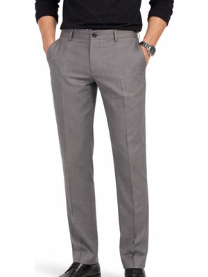 Varetta Erkek Gri Keten Pantolon Casual Cepli  Klasik Kesim Dokulu Kumaş