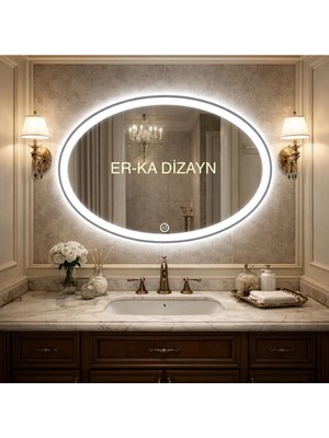 Elips Kumlamalı Led'li Makyaj Aynası Lavabo&banyo Aynası (Dokunmatik Sensörlü Dimmer Özel.)