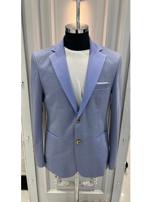 Sabri Zengin Erkek Slim Fit Kontrast Yaka Detaylı Blazer Ceket
