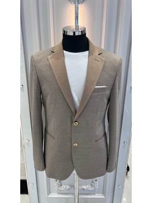 Sabri Zengin Erkek Slim Fit Kontrast Yaka Detaylı Blazer Ceket