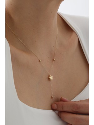 Yavuz Kuyumculuk 14 Ayar Altın Sallantılı Yıldız Kolye