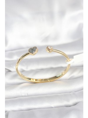 Vice Avm Pirinç Gold Renk Kalpli Model Kadın Kelepçe Bileklik - TJ-BB8089 TG-V 11918