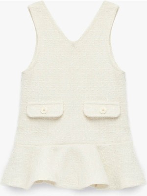 Koton Kolsuz V Yaka Jile Ekru Kız Bebek Elbise 6SMG80064AW