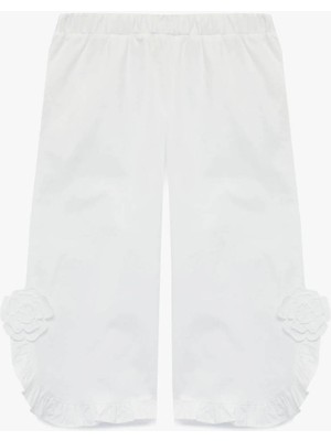 Koton Poplin Fırfırlı Beyaz Kız Bebek Pantolon 6SMG40008AW Günlük Stil Geniş Paça