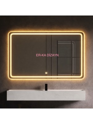 70X60 cm Kumlamalı Günışığı Led'li Lavabo & Banyo Aynası (Dokunmatik Sensörlü Dimmer Özellikli)