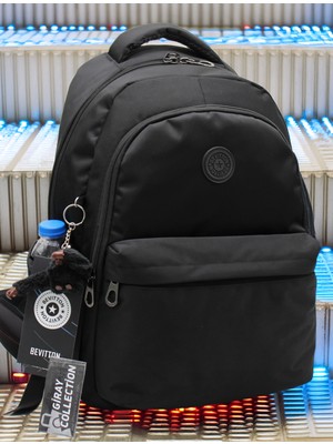 MegiHero 2200 Suya Dayanıklı Kumaş Okul Çantası Unisex Okul Sırt Çantası Siyah