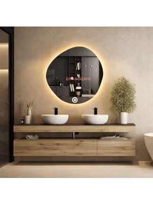 80 cm Asimetrik Günışığı Led'li Lavabo & Banyo Aynası (Dokunmatik Sensörlü Dimmer Özellikli)
