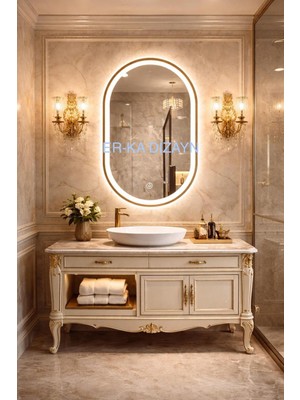 Double Kumlamalı Dokunmatik Lavabo & Banyo Aynası (Dokunmatik Sensörlü Dimmer Özellik)