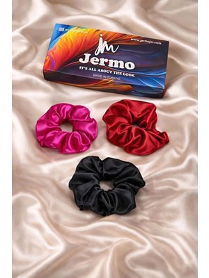 Jermo Kadın 3 ' Lü Saten Saç Lastik Toka Seti
