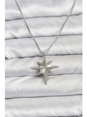 Vice Avm 316L Çelik Zincir Gümüş Renk Kutup Yıldızı Model 60 cm Zincir Kadın Kolye  TG-VİCE10758 TG-V 12130