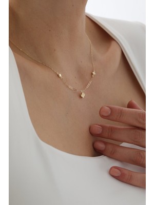 Yavuz Kuyumculuk 14 Ayar Altın Ataş Zincir Üçlü Yonca Kolye