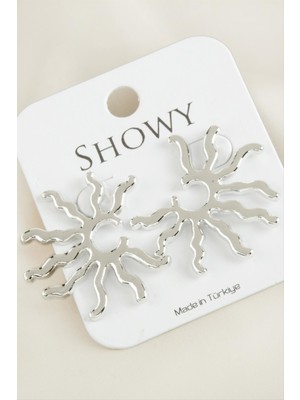 Zero Land Snmswrld Güneş Yeni Sezon Metal Küpe-Gümüş Rengi