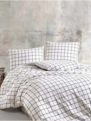 Beyaz Ekose Nevresim Takımı