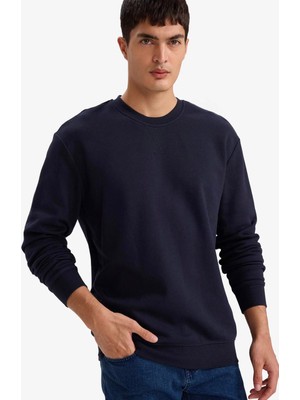 Defacto %100 Pamuk Basic Lacivert Erkek Sweatshirt E8339AX/NV82