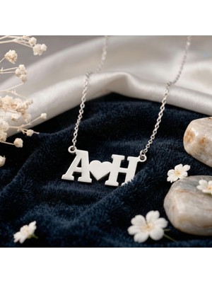 Aytoba 925 Ayar Gümüş Kişiye Özel Iki Harf Bir Kalp Kolye