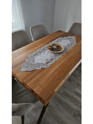 Zesa Home Lüx Fransız Dantelli Keten Gardeya Runner